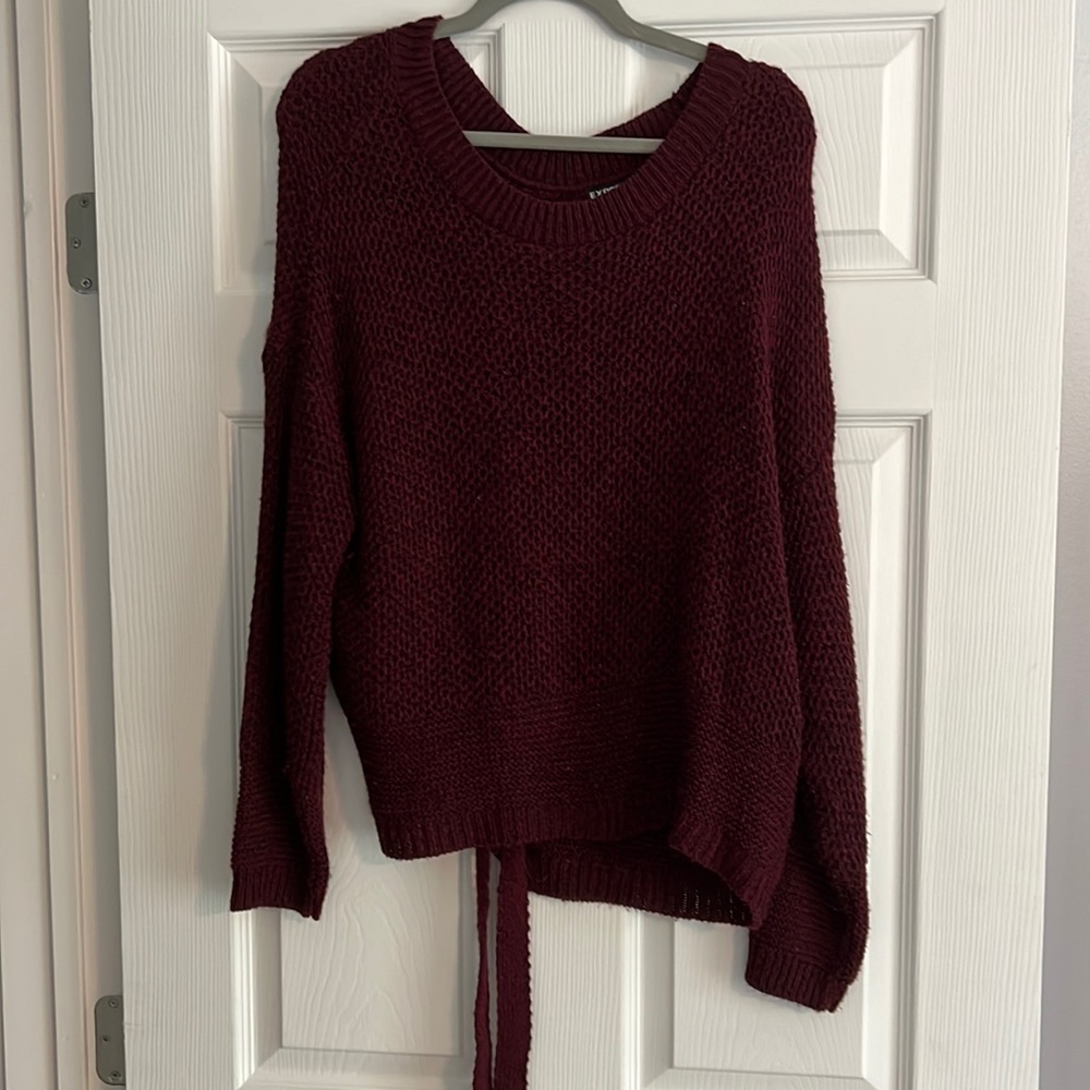 COPY - Express tie back sweater, maroon